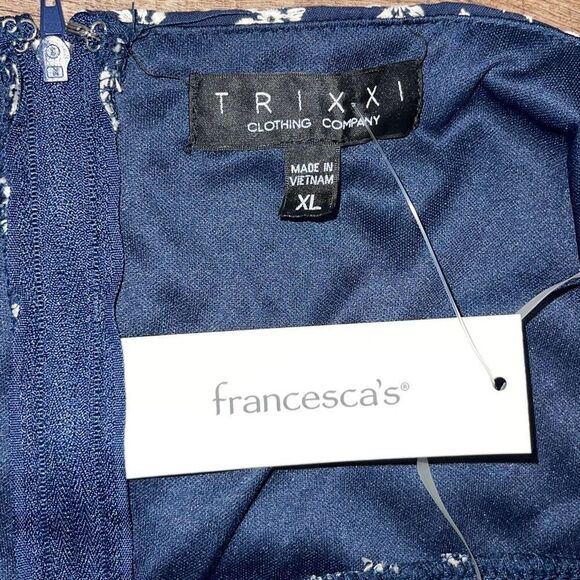 Francesca's Collection Trixxi Embroidered Floral Spaghetti Strap Mini Dress Blue - Picture 7 of 12